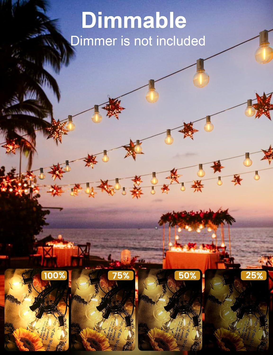 RTTY Outdoor String Lights 150 FT Globe LED Patio Lights with G40 Plastic Bulbs,Waterproof Shatterproof Dimmable Connectable Hanging for Backyard Porch Balcony Party Cafe Deck Decor