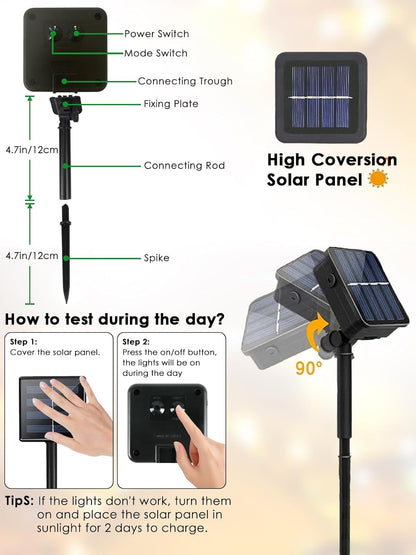 4pk Multi-Colored Solar Christmas Lights Outdoor Waterproof, 400 LED 132 FT Solar Powered LED String Lights Green Wire with 8 Modes, Solar Fairy Lights for Xmas Tree Party Wedding Garden Decorations