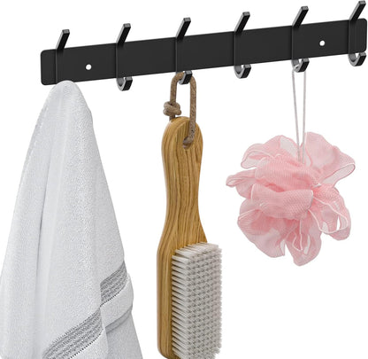 VAEHOLD Wall Hooks Coat Hooks Wall Mounted, Coat Rack with 6 Double Hooks for Hanging Towel Hat Coat Robe Bag Key for Bathroom Kitchen Bedroom 2 Pack