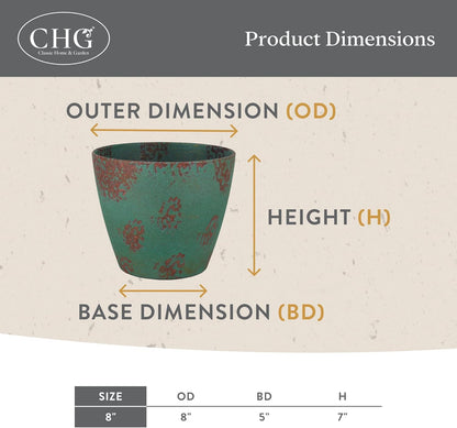 Classic Home and Garden Vogue Planter Pots w/Pottery Quality Finish - Modern Indoor & Outdoor Flower Pots - UV-Resistant Porch Planters - Decorative Pot for Flowers & Herbs (8” Patina Copper)