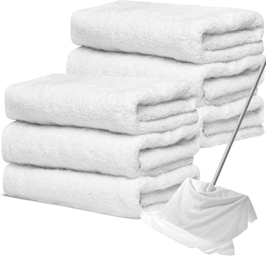 Newwiee 6 Pcs Extra Large Microfiber Cleaning Cloth 30" x 20" Washable Reusable Microfiber Towel Streak Free Lint Free Cloth for Cleaning Home Glass Office Window Bathrooms (White)