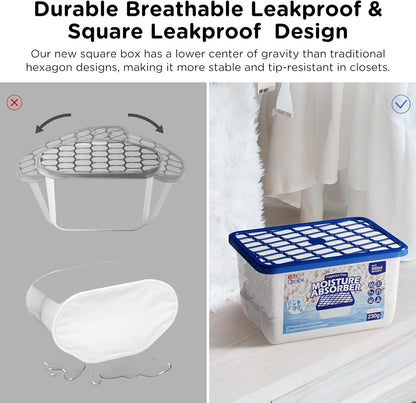 W&E Choice Moisture Absorbers, Portable Humidity Absorber Boxes for Your Bathroom, Closet & Car, Dehumidifier with Fragrance Free, 12 Pack