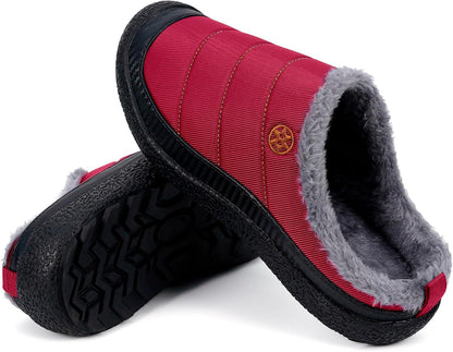 Womens Mens House Slippers Slip on Snow Winter Warm Fully Fur Lined Slippers Indoor Outdoor Shoes