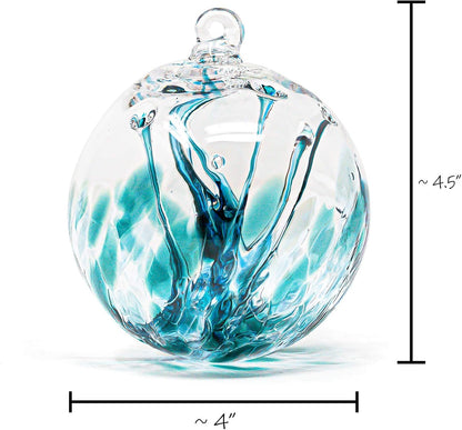 Luke Adams Handmade Glass Gazing Balls for Garden on Clearance – Hand Blown Glass Gazing Ball for Yard Décor – Decorative Garden Globe (Recycle Teal)