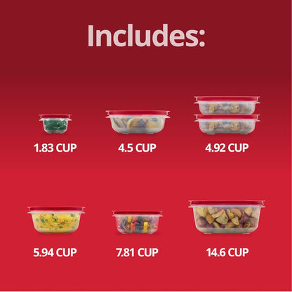 Rubbermaid EasyStore Square and Round Containers, 14-Piece Set, Food Storage Containers, Food Storage Containers with Lids