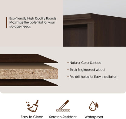 Bookcase, Open Storage Book Cases/Shelves, Floor Standing Indoor Furniture 2 Shelf Book case for Farmhouse Library Office Bedroom Kids, Dark Cherry - 2 Tier