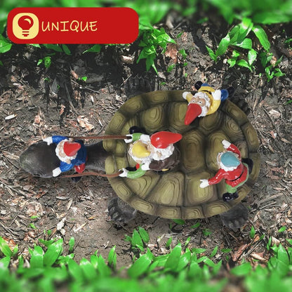 Sunthus Garden Gnome Turtle Statues Yard Art Resin Figurine Decorations Outdoor Garden Décor