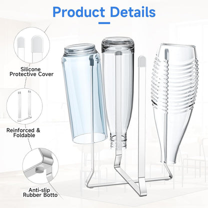 Water Bottle Drying Rack, Stainless Steel Baby Bottle Drying Rack, Collapsible Bottles Dryer Rack, Cup Rack Dryer for Water Bottles, Multifunctional Draining Rack for Sport Bottle, Reusable Bag