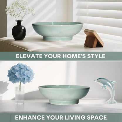 10" Decorative Bowl,Ceramic Fruit Bowl for Kitchen Counter,Coffee Table, Dining Room,Table Centerpiece Bowel,Entryway Key Holder & Jewelry Organizer (Jade green)