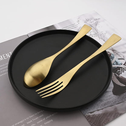 Luxury 18/10 Stainless Steel Matte Champagne gold Cutlery Flatware Set - Utensil Set Steak Spoons and Forks Knife Silverware Set,Service for 4 (24-Piece)