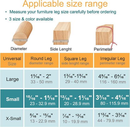 32 Pcs Chair Leg Protectors for Hardwood Floors, Silicone Felt Furniture Leg Cover Pad for Protecting Floors from Scratches and Noise, Smooth Moving, Small(Fit Round Diameter：5/16" to 1-5/16")