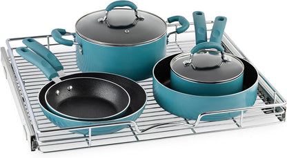 HOLDN’ STORAGE Pull Out Cabinet Organizer, Heavy Duty Caddy w/Lifetime Limited Warranty -24”W x 21”D - Requires At Least 25-1/4” Cabinet Opening, Steel Metal Cabinet Drawers Slide Out, Chrome