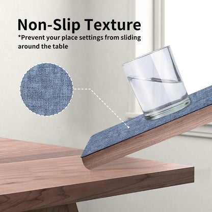 Maxpearl Set of 8 Faux Leather Table Placemats – Heat Resistant, Waterproof, Easy to Clean, Non-Slip Mats for Dining Table, Kitchen, Indoor & Outdoor, 17”x12”, Blue