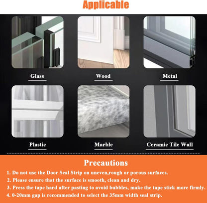 Upgraded 32.8FT Silicone Weather Stripping Door Seal, No Residue Glass Shower Door Seal Strip Under Door Draft Stopper Silicone Sealing Tape for Doors Windows Shower Glass Gap,Transparent,35MM