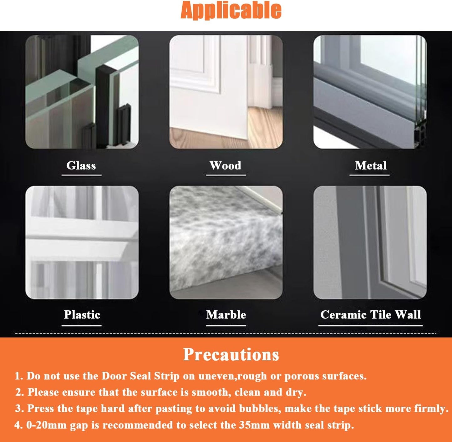 Dstorelhp Upgraded Weather Stripping, No Residue Door Draft Stopper, Silicone Seal Strip for Doors Windows Shower Glass Gap, Transparent 16.4 Feet Long (Width 35mm)