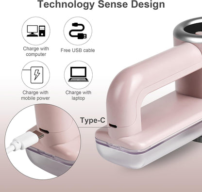 iRUNTEK Rechargeable Fabric Shaver｜3-Speed Lint Shaver with LED Display & Large Lint Bin｜Sweater Shavers to Remove Pilling & Fuzz｜Lint Remover for Clothes & Furniture with Type-C Fast Charging, Pink