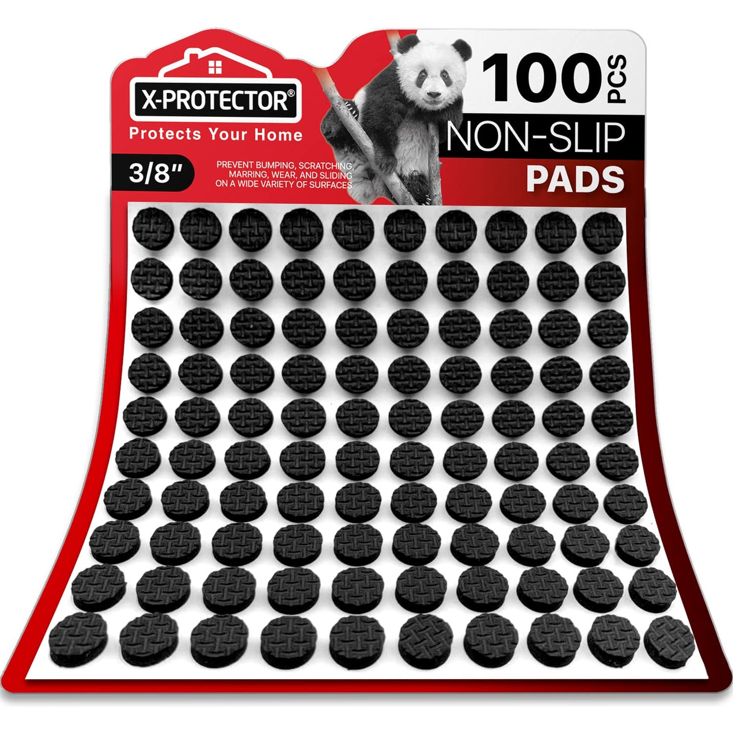 X-Protector Cabinet Door Bumpers 100 PCS Small Black Rubber Pads 3/8' Self-Adhesive Thick Dots Protect Glass & Surfaces