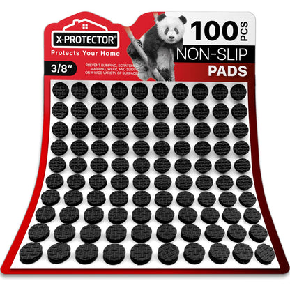 X-Protector Cabinet Door Bumpers 100 PCS Small Black Rubber Pads 3/8' Self-Adhesive Thick Dots Protect Glass & Surfaces