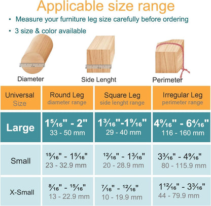 32 Pcs Chair Leg Protectors for Hardwood Floors, Silicone Felt Furniture Leg Cover Pad for Protecting Floors from Scratches and Noise, Smooth Moving, Large(Fit Round Diameter：1-5/16" to 2")