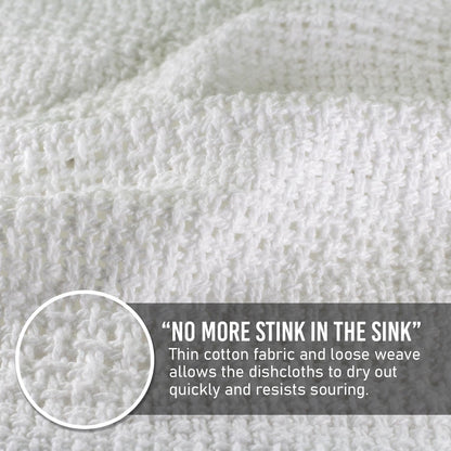 Old Fashion 100% Cotton Dishcloths - Set of 4 Mixed Colors - 4 White -11" x 11"