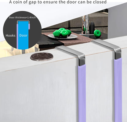 FYY Over The Door Hooks, 4 Pack Door Hangers Hooks with Rubber Prevent Scratches Heavy Duty Organizer Hooks for Living Room, Bathroom, Bedroom Hanging Clothes, Towels, Hats, Coats, Bags Lavender
