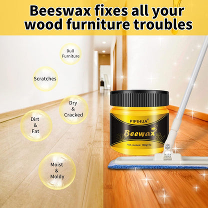 PIPIHUA Beeswax Polish and Conditioner for Wood Furniture - Waterproof & Restorer Wood Wax, Multipurpose Beeswax Furniture Polish and Cleaner for All Types and Colours(4×100g with 8 Sponges)
