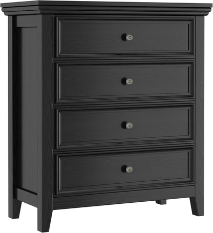 BLANKSPACE Black Dresser for Bedroom, 4 Chest of Drawer Modern Wood Nightstand, Wooden Clothes Organizer Cabinet Dressers for Living Room, Closets, Hallway