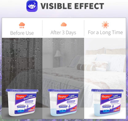 Vacplus Moisture Absorbers 12 Pack, 10.5 Oz, Humidity Absorber Boxes Attracts Extra Moisture from Your Bathroom, Closet, Kitchen, Dehumidifier for Closet (Lavender Scent),Purple