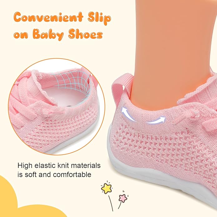 JIASUQI Baby Shoes for Toddler Boys Girls Sneakers Slip on Walking Shoes for Babies