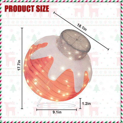 BRIGHTDECK Outdoor Christmas Ornaments, Lighted Pop-Up Outdoor Holiday Ball Decoration with 80 LED Lights, 8 Light Modes, Lighted Collapsible Holiday Decorations for Yard, Home (Pink)