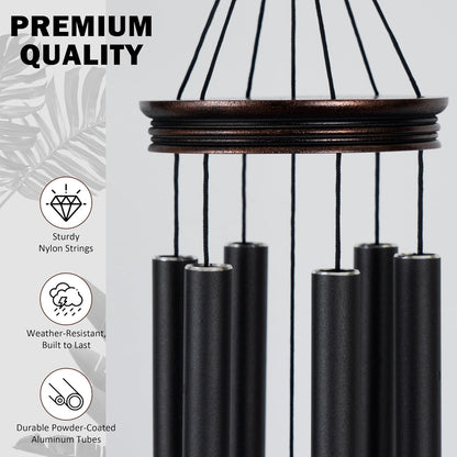 Vanquer Large Wind Chimes for Outside Deep Tone - 34'' Wind Chimes Outdoor Clearance, Tree of Life, Memorial, Sympathy Gift, Patio, Home Décor, Vintage Black (34" Tree of Life)