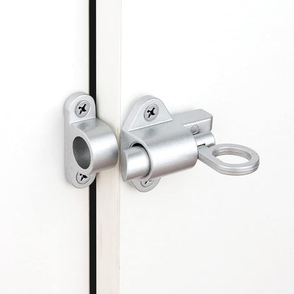 5 Packs Self-Closing Latches，Silver Gray Spring Door Lock，Resilient Bolt Latch Aluminum Alloy Safety Automatic Spring Barrel Slide Door Lock with Screws,Used for Gate,Window and Cabinet etc