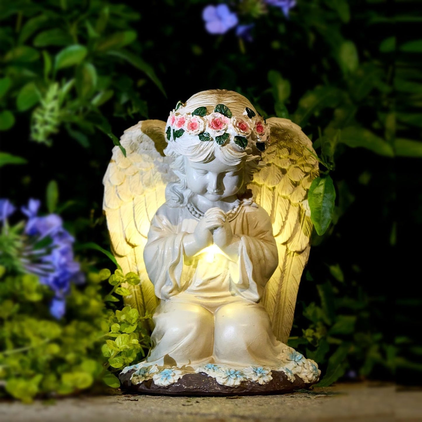 Solar Fairy Garden Decor for Outside Prayed Angel Sculptures Home Decoration, Solar Powered Angel Garden Statues for Outdoor Patio Yard Ornaments, Unique Gifts for Mom Grandma Wife