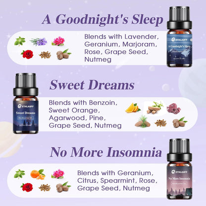 Sleep Essential Oils, Essential Oil Blends for Diffusers for Home (Relax, Stress Relief, Fresh Breathe, Sweet Dreams) Candle Making Scents, Relaxation Gift for Women and Men