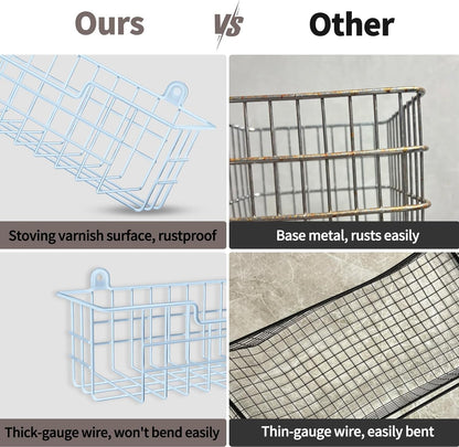 Spice Rack, 4-Pack Seasoning Organizer Wall Mount for Kitchen Storage Organization, Metal Spice Holder Shelf Saving Space for Cabinet, RV, Pantry, Blue