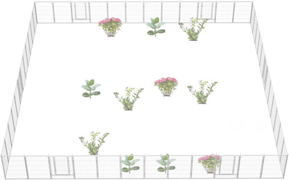 FXW Garden Fence Outdoor for The Yard – 40in(H) x 108.0ft(L) Heavy Duty Metal Animal Barrier for Dog and Rabbit, Decorative Dog Fence, 48 Panels, White