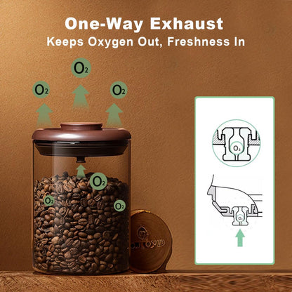 Ankou Glass Coffee Canister 900ml x 2 Jar, Airtight Food Storage Container with Pop Lid, Kitchen High Borosilicate Glass Contianers For Tea Coffee Bean Sugar