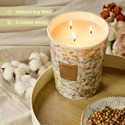 M&SENSE Sugared Lemon Zest Scented Candles for Home, 3-Wick Highly Scented Jar Candles, Extra Large Candle 35 Oz 150 Hours Long Lasting Burning, Relaxing Aromatherapy Candle for Stress Relief