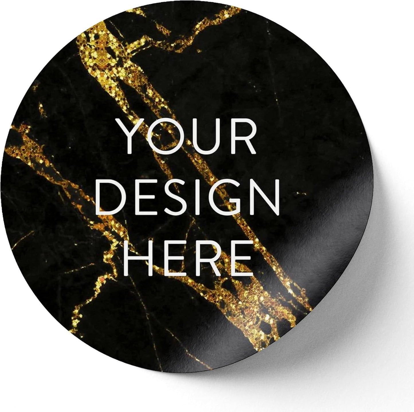 100 Custom Vinyl Stickers - Upload Your own Image, Text, Design, Logo - Personalized Logo Labels for Handmade, Packaging, Bottle, Jars, Candle, Brand Stickers (Black Gold Marble, 5x5)