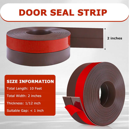 Weather Stripping Self Adhesive Door Draft Stopper Flexible Shower Door Bottom Seal Silicone Seal Strip for Sliding Glass Windows Side Gaps (Brown, 2 Inch Wide x 10 Feet Long)