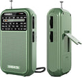 XHDATA D220 Portable AM FM SW Shortwave Receiver Pocket Radio, 2 AA Battery Operated, Transistor Radios with Excellent Reception for Family or Elder (Green)