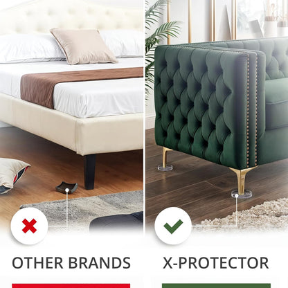 X-Protector Furniture Cups - 4 PCS 3" - Non Slip Furniture Pads for Hardwood Floors - Transparent Floor Protectors - Bed Stoppers to Prevent Sliding - Keep Furniture from Sliding on Floor! (Round)