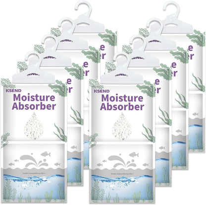 Moisture Absorbers 8 Packs - 9.8 oz Dehumidifier Bags, Portable Moisture Hanging Bags for Closet, Bathroom and Kitchen, 11.8'' x 6.3''