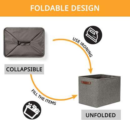 DULLEMELO Grey Storage Baskets for Organizing 2 Pack 16"x12"x12" Fabric Shelf Baskets for Gifts Empty Large Storage Organizer for Closet,Clothes,Toys,Bedroom (Grey)