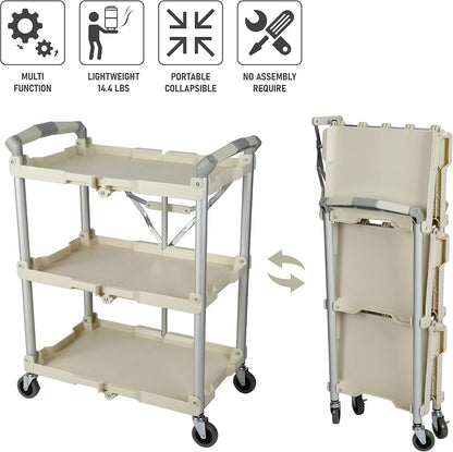 Olympia Tools 89-351 Pack-N-Roll Folding Collapsible Service Cart, 150LB Capacity, White
