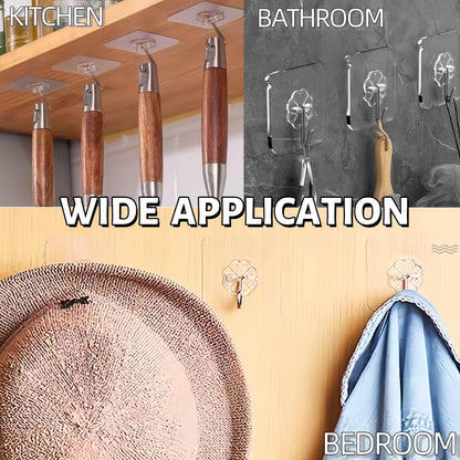 DDMY Hooks for Hanging, 50 Pack Wall Hooks 50lb(Max) Transparent Reusable Waterproof Adhesive Hook for Kitchen Curtain, Towel Hook for Bathrooms, Heavy Duty Self Coat Hook for Walls No Damage