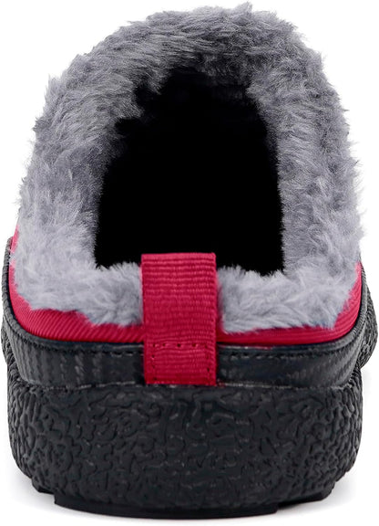 Womens Mens House Slippers Slip on Snow Winter Warm Fully Fur Lined Slippers Indoor Outdoor Shoes