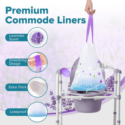 Maliton Bedside Commode Liners with Absorbent Pads, 60 Pack Disposable Bags and 60 Super Absorbent Pads, Vanilla-Scented Portable Sanitary Bag for Adult Toilets and Camping Toilets (60Bags+60Pads)