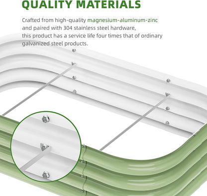 DaisyVibe Raised Garden Bed Kit, Planter Raised Garden Boxes Outdoor, Oval Large Metal Raised Garden Beds for Vegetables Flowers (Green, 6.5ftx2ftx1ft)