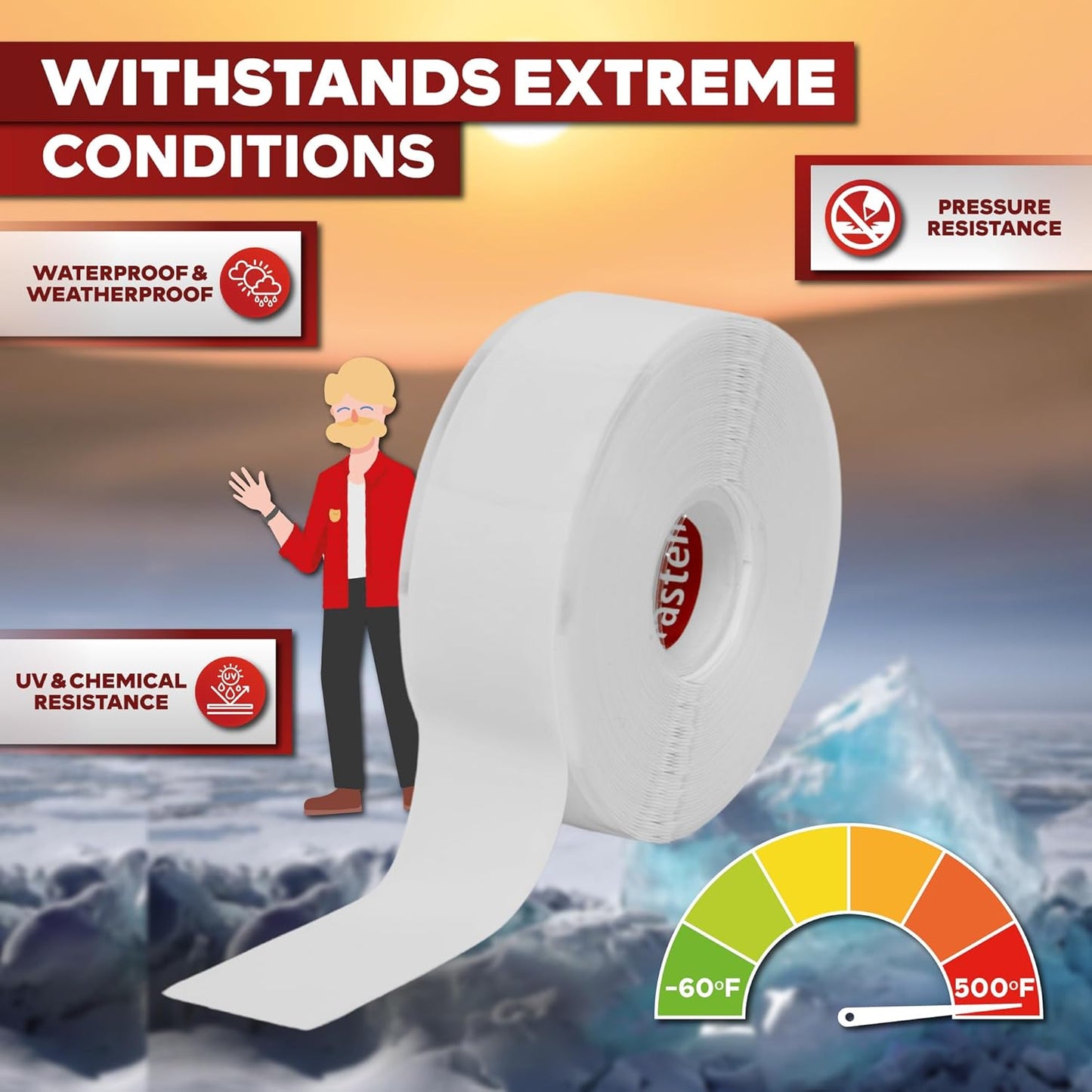 XFasten Self Fusing Silicone Tape Waterproof White– 1" x 36 Feet, Self Amalgamating Tape, Silicone Rubber for Plumbing, Sealing Pipes, Hose Repair, Outdoor Coax and Electrical Cables – Weatherproof